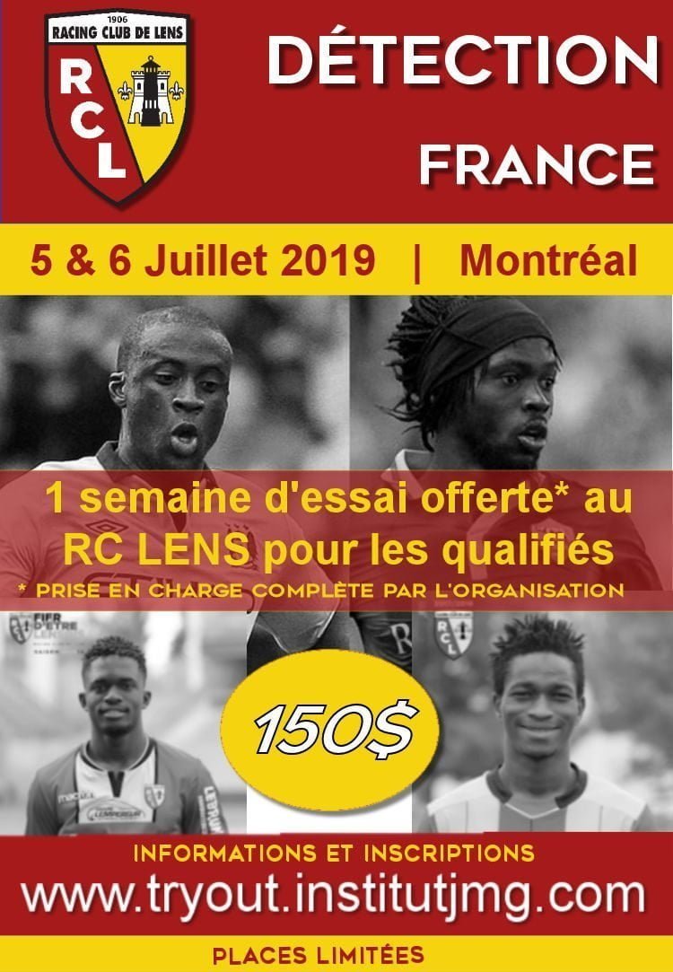 Flyer Institut JMG 5et 6 juillet Try Out RC Lens Montreal