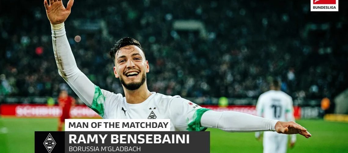 Ramy Bensebaini de jmg soccer homme du match historique de la Bundesliga